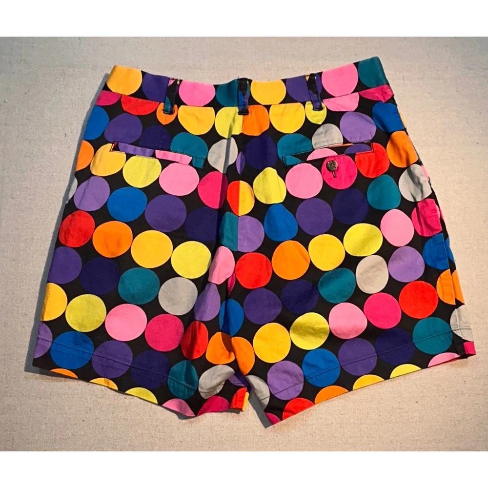 Loudmouth Golf Shorts Mens 34 Black Multicolor Polka Dot Cotton Blend Beach Wear